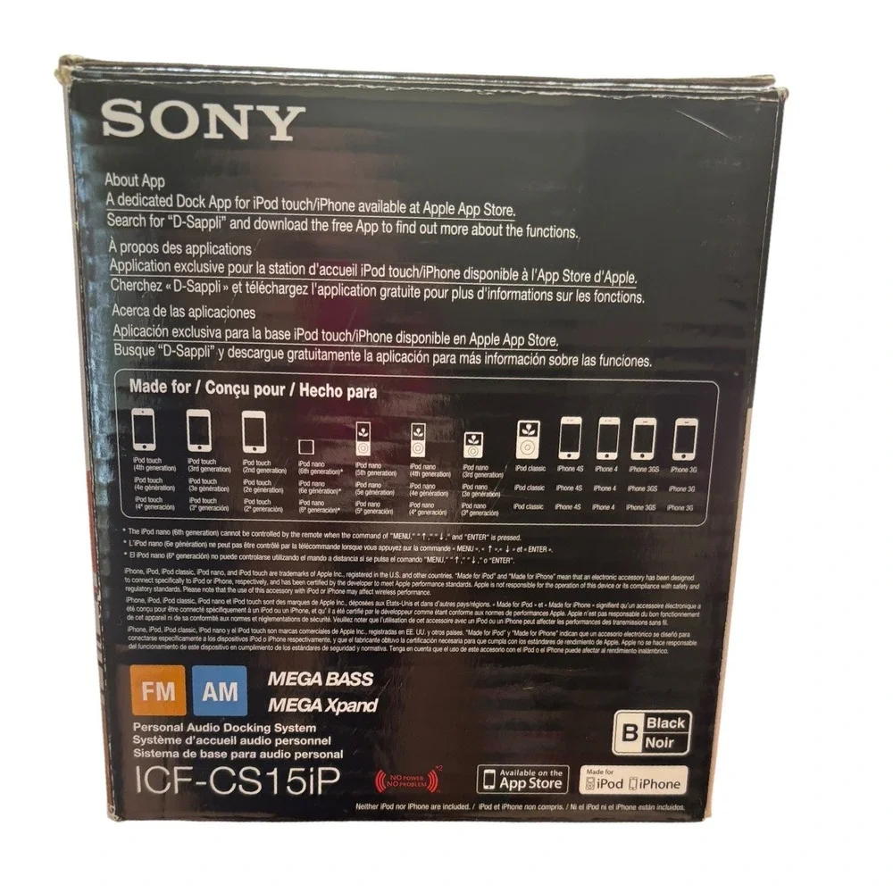 Sony Dream Machine ICF-CS15iP Speaker Dock Clock Radio iPod iPhone Black Remote